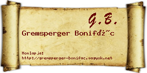 Gremsperger Bonifác névjegykártya